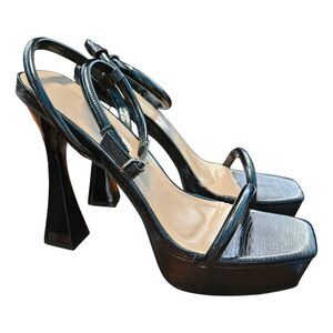 Shein Black Open Toe Chunky Heel Ankle Strap Sandals Womens size 9